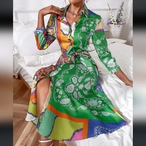 Paisley Print Shirt Dress